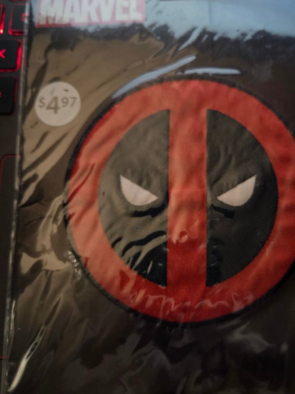 Marvel Deadpool Iron-On Circular Logo NEW in Plastic 3.75" Inch Diameter Vintage